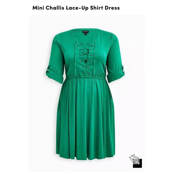 Torrid Mini Challis Lace-Up Shirt Dress - Size 1 (14/16) *** - Picture 3 of 10